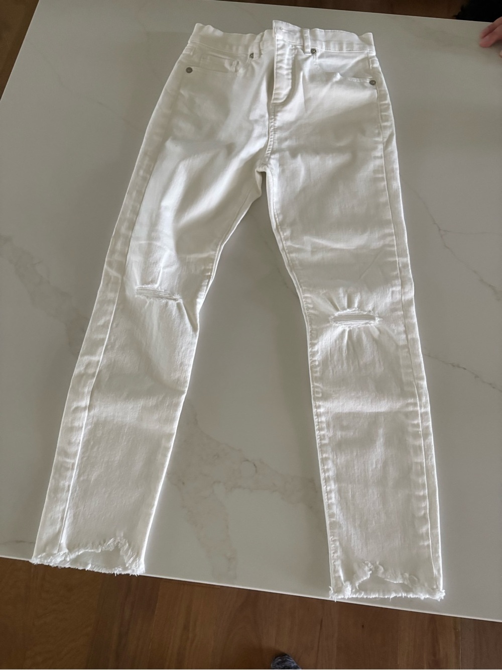 LOFT White Women's Skinny Jeans with Knee Distress